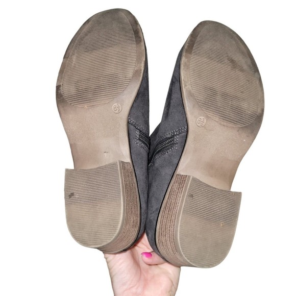 Xappeal Charlie Ankle Boot Gray Suede Women's 8.5 Block Heel Bootie Buckle Zip - Picture 6 of 9